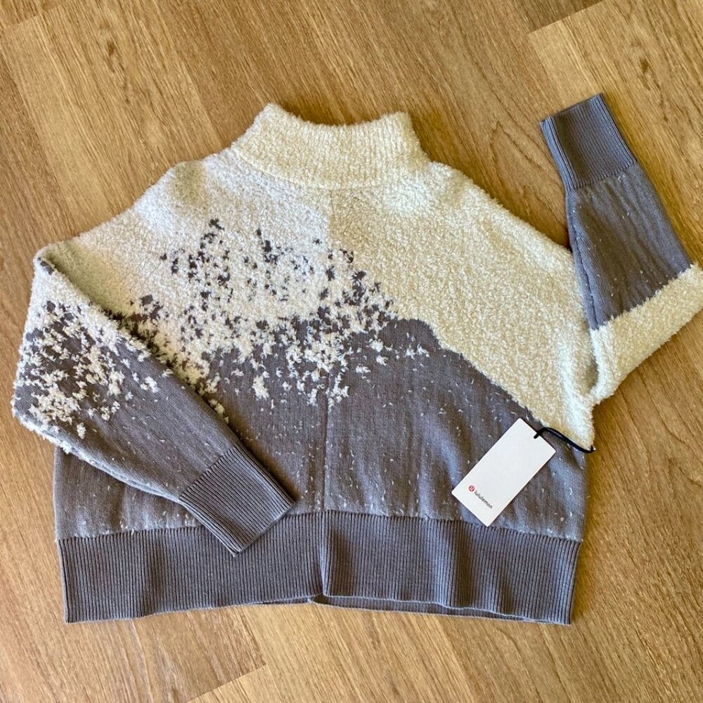 lululemon athletica Cream and Gray Cowl Sweater